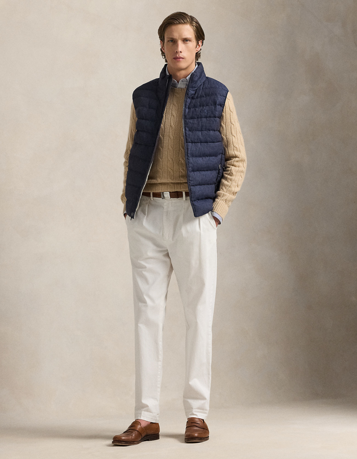 Lichtgewicht gewatteerd linnen vest – collection navy