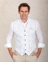 Slim fit gilet in witte linnenmix met verticale streep