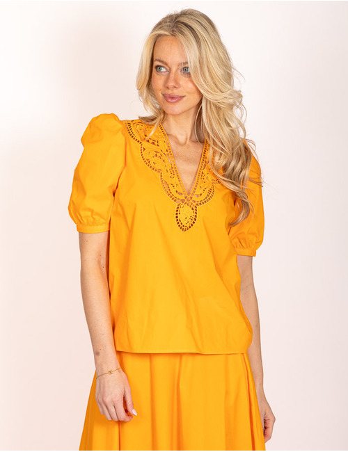 Twinset korte mouw bloes geel