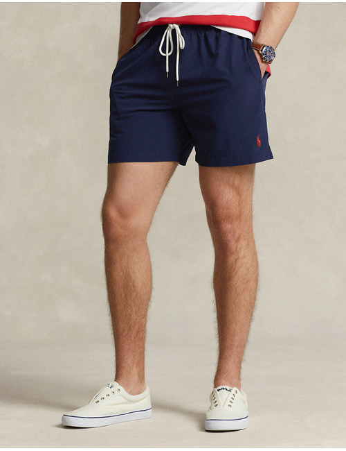 Donkerblauwe stretch zwemshort met meshvoering