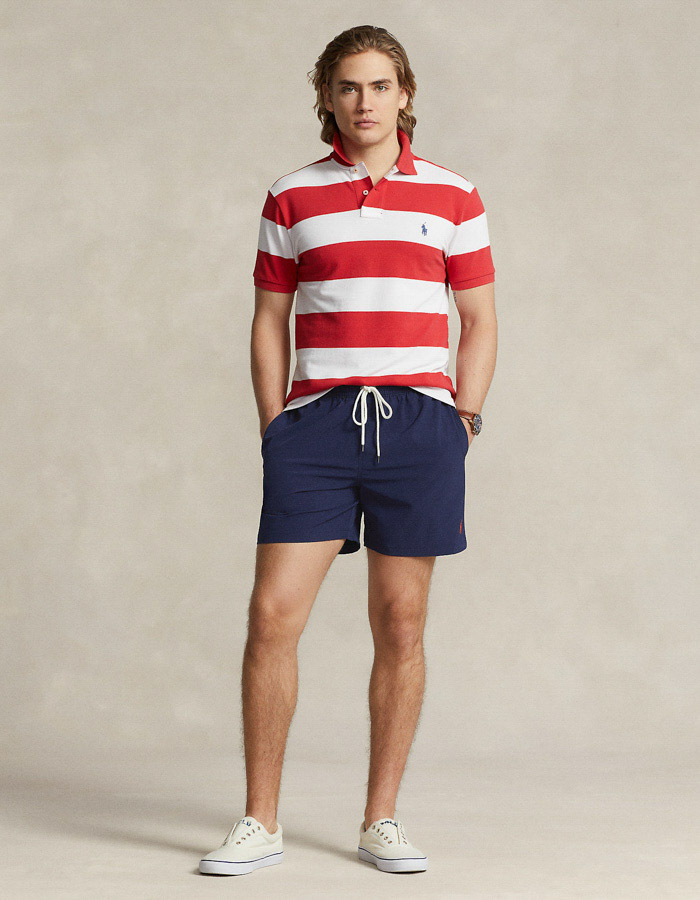 Donkerblauwe stretch zwemshort met meshvoering