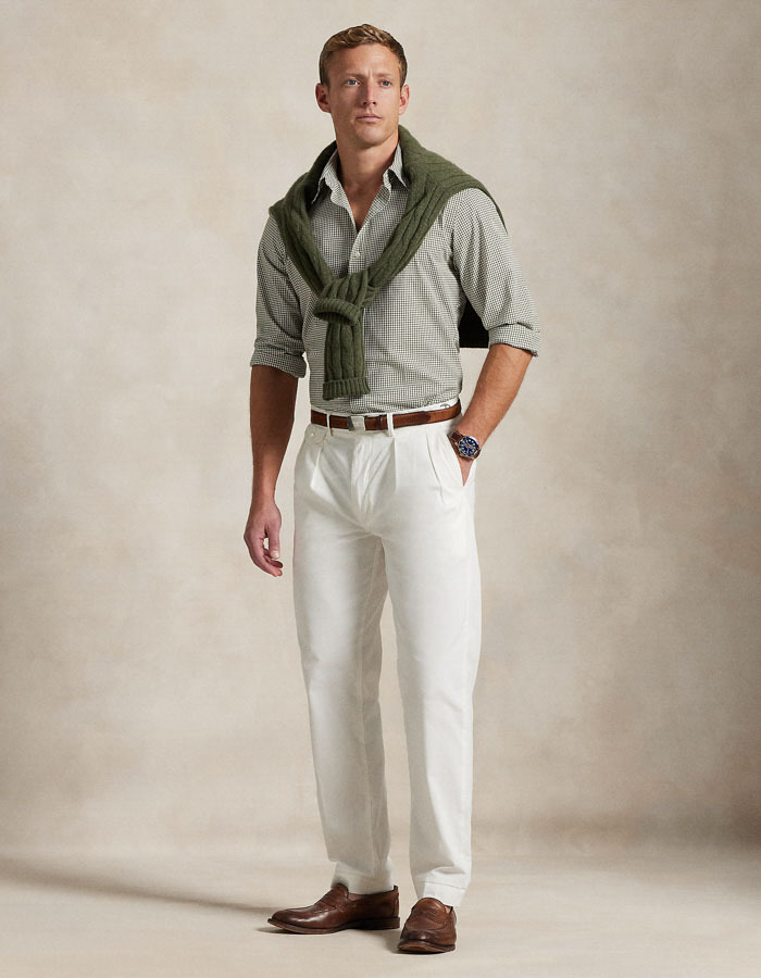 Wit-groen geruit stretch poplin overhemd