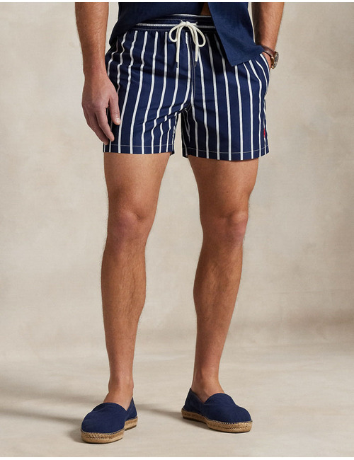 Slim fit zwemshort met navy verticale strepen – 4.5 inch