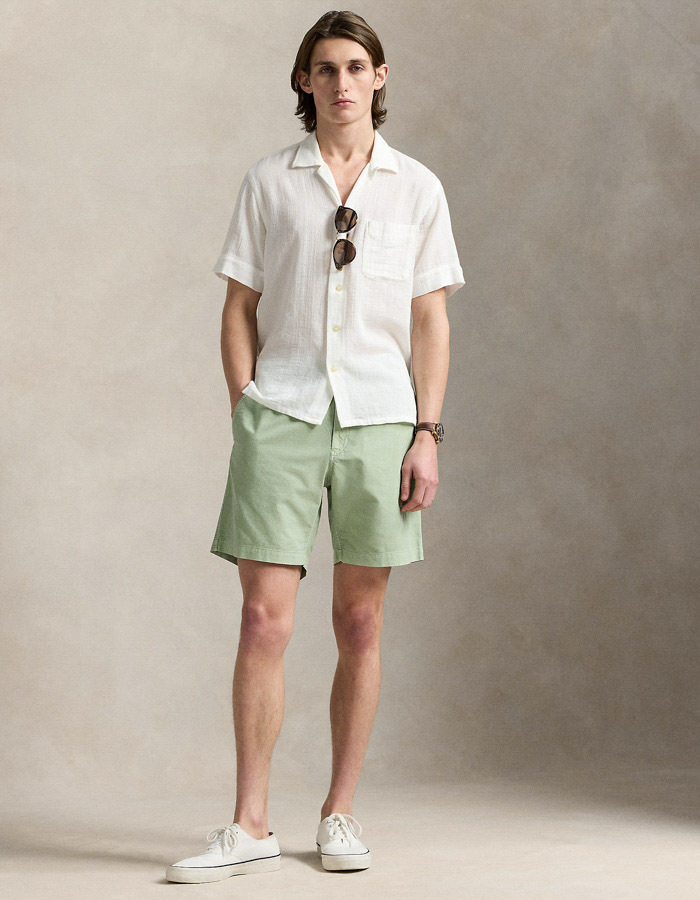 Groene oxford short met drawstring