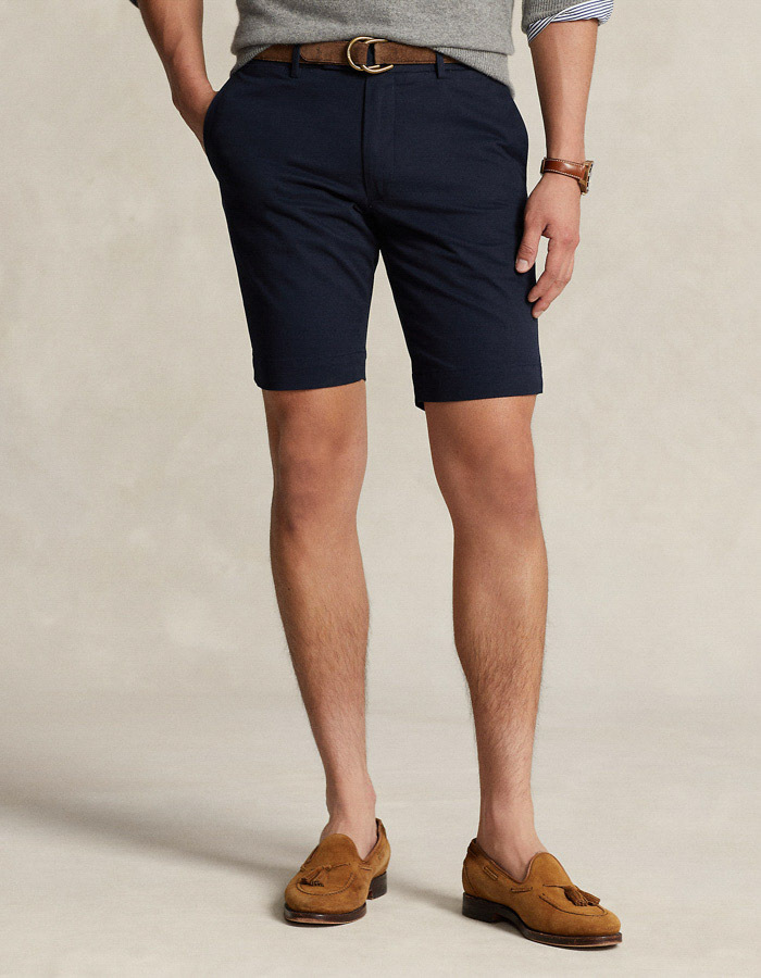 Donkerblauwe slim fit stretch chino short