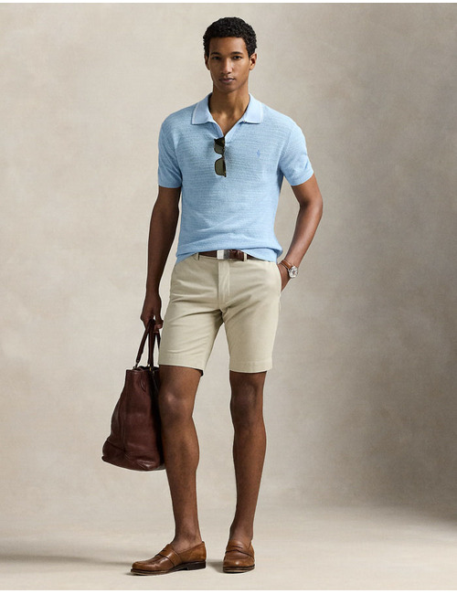 Beige slim fit stretch chino short