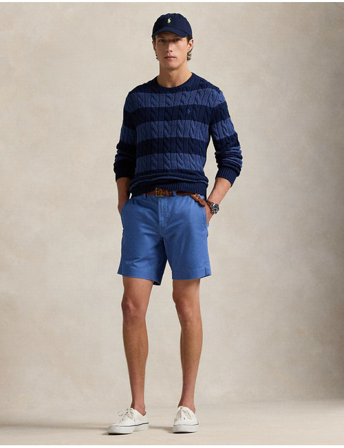 Blauwe straight fit stretch chino short