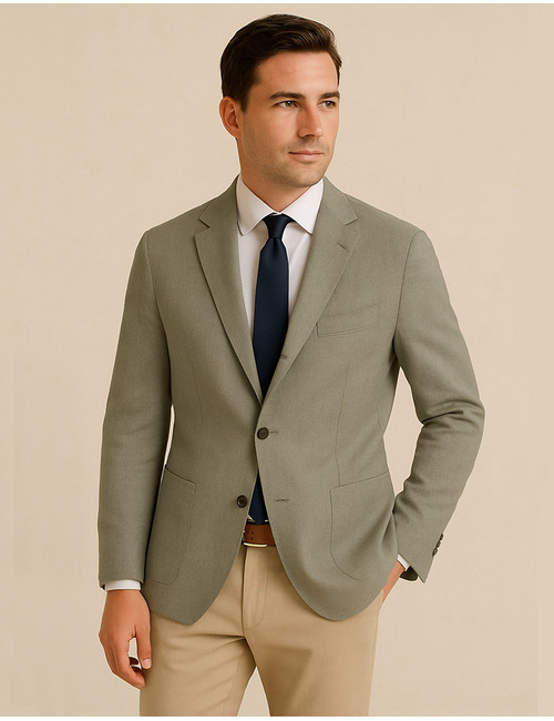 Groene slim fit blazer in linnen