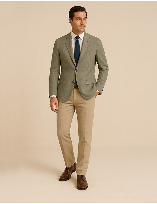 Groene slim fit blazer in linnen