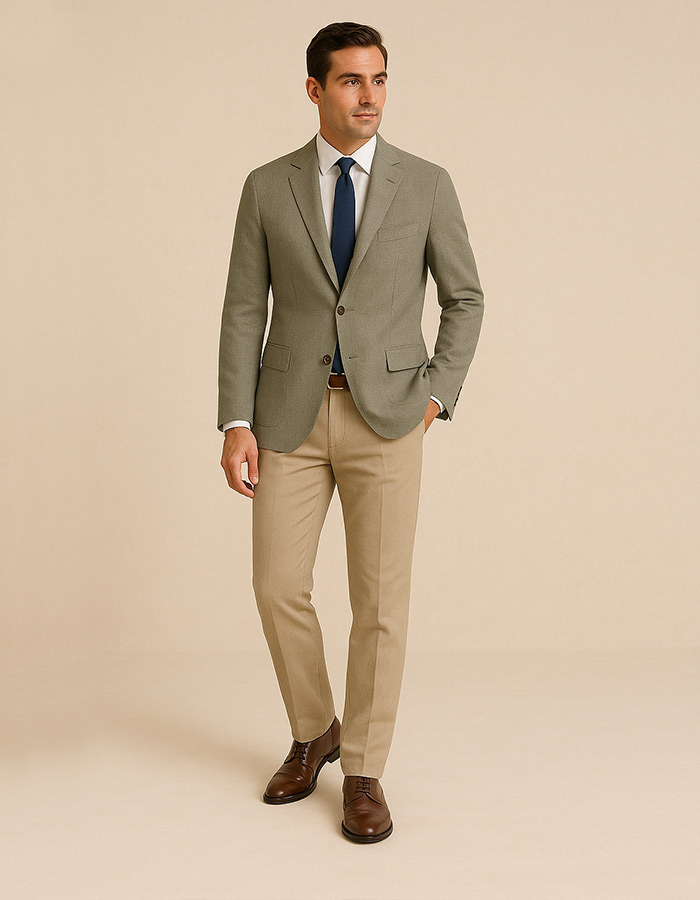Groene slim fit blazer in linnen