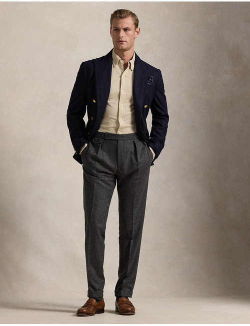 Beige knit oxford overhemd 