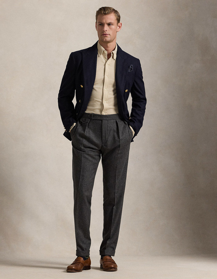 Beige knit oxford overhemd 