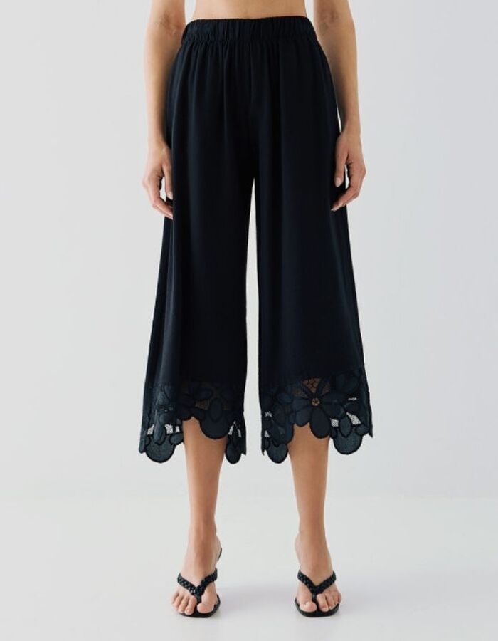 Access broek met elatische band zwart