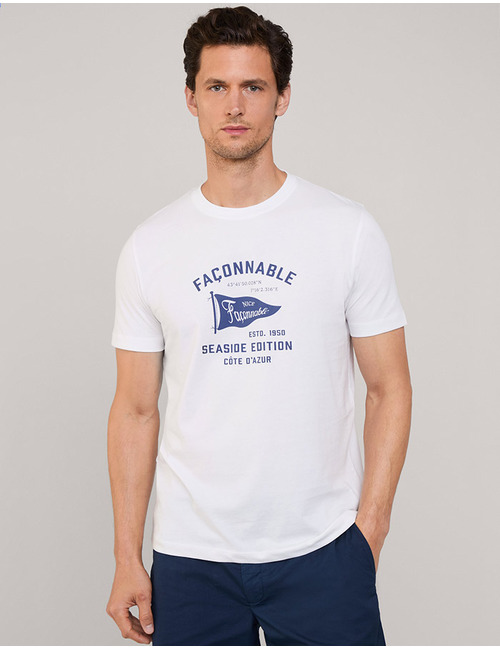 Wit regular fit T-shirt met logo vlag