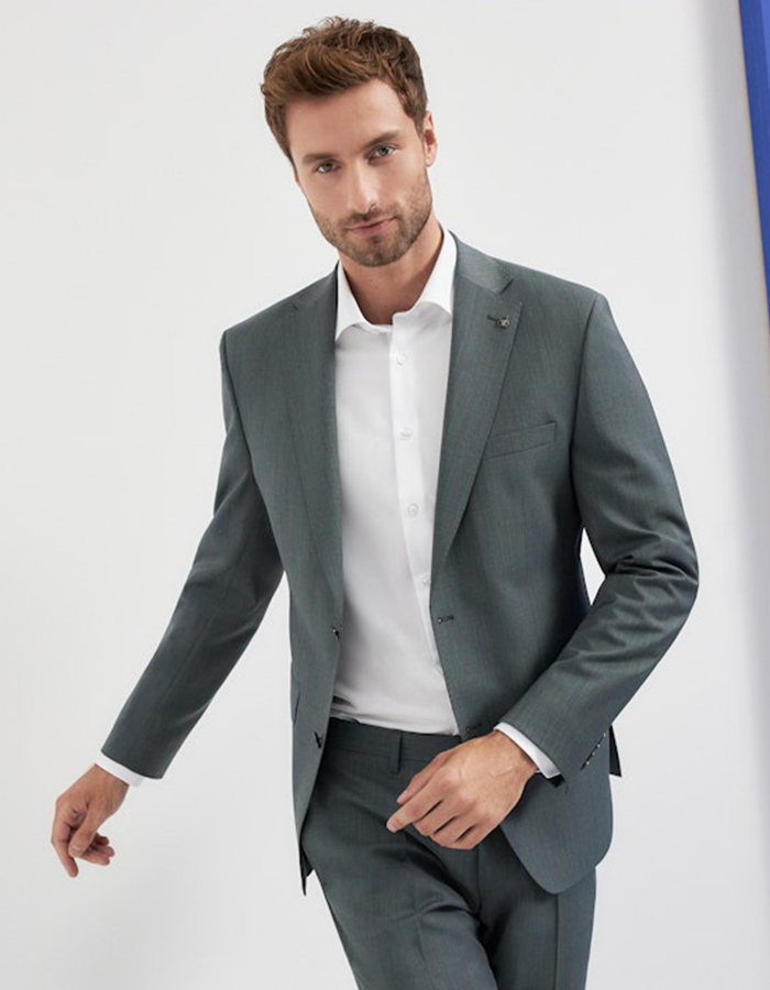 Groene regular fit kostuumvest in virgin wool 55061