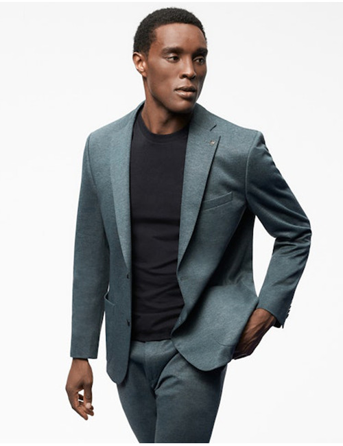 Donkergroene slim fit jersey kostuumvest 55018