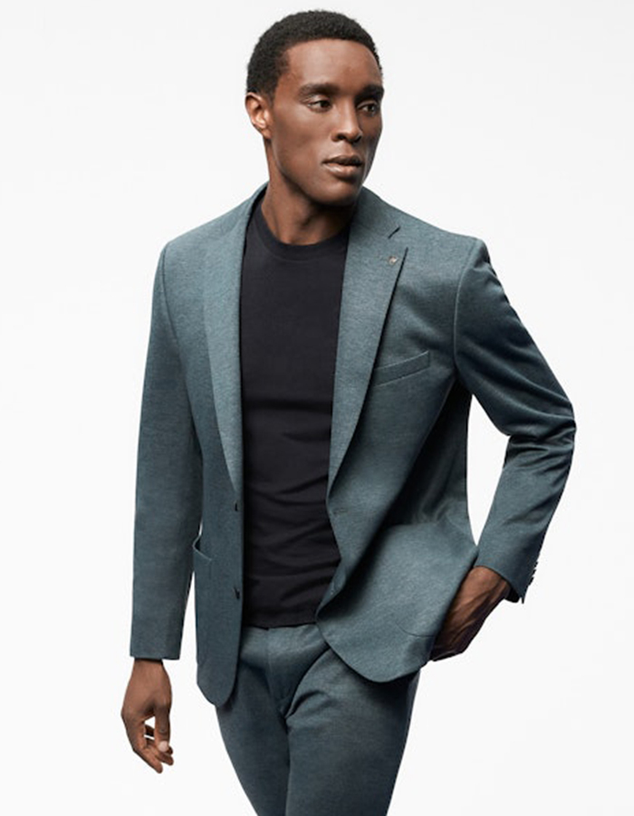 Donkergroene slim fit jersey kostuumvest 55018