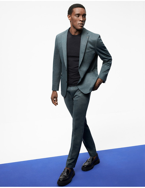 Donkergroene slim fit jersey kostuumvest 55018