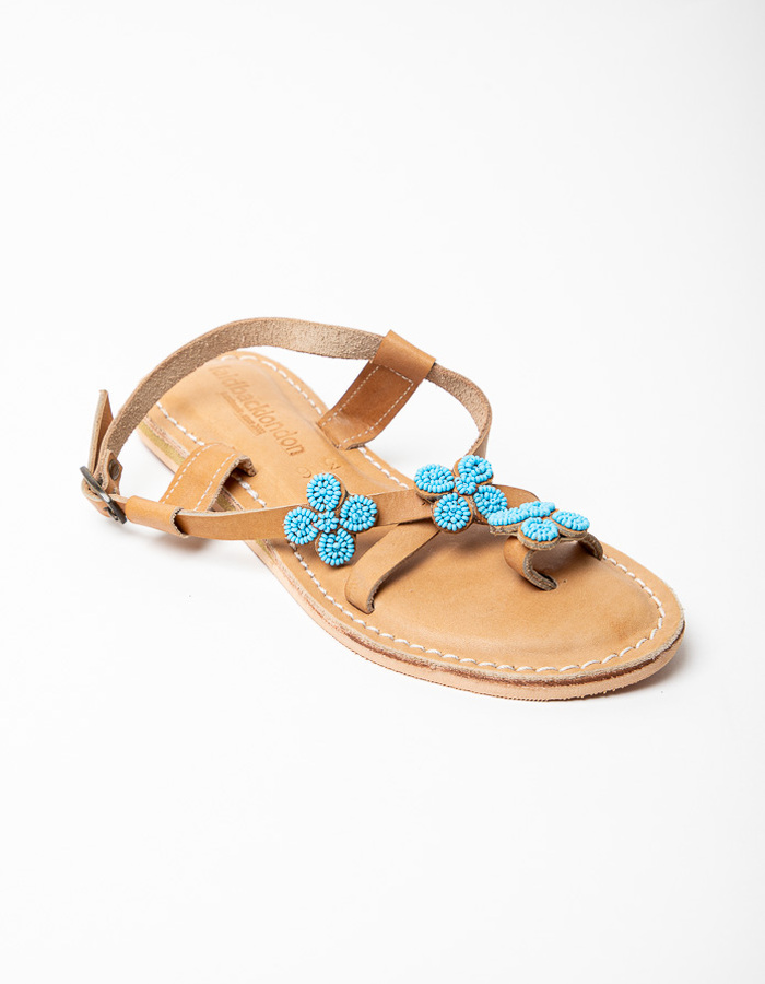 Laidback Londen platte sandalen turquoise