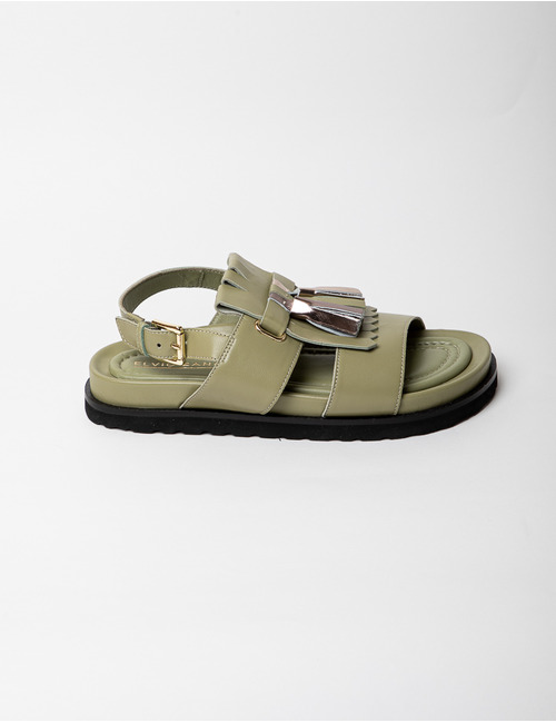 Elvio Zanon platte sandalen kaki