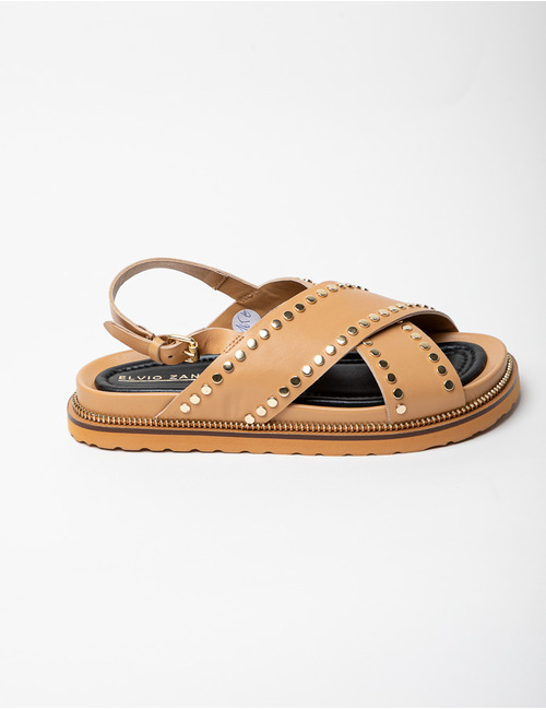 Elvio Zanon platte sandalen beige