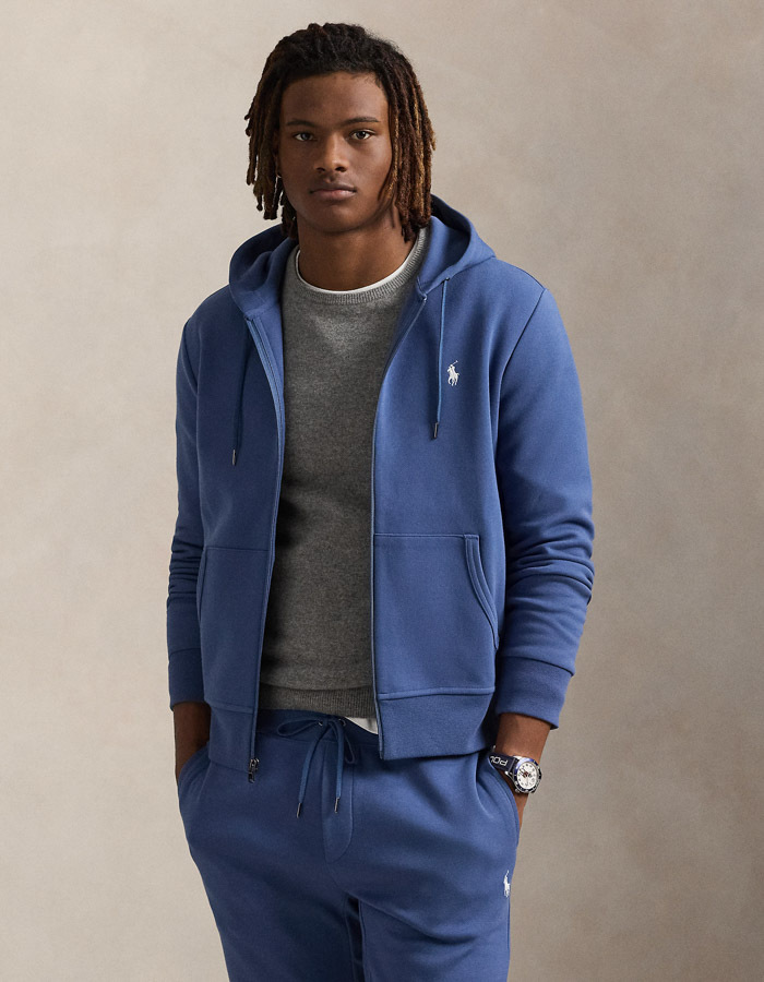 Double-Knit Full-Zip Hoodie – Earth Blue