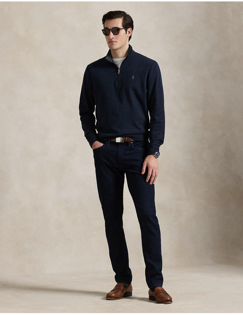 Luxury Jersey Quarter-Zip Pullover – Aviator Navy