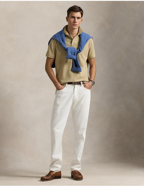 Custom Slim Fit Mesh Polo – Coastal Beige