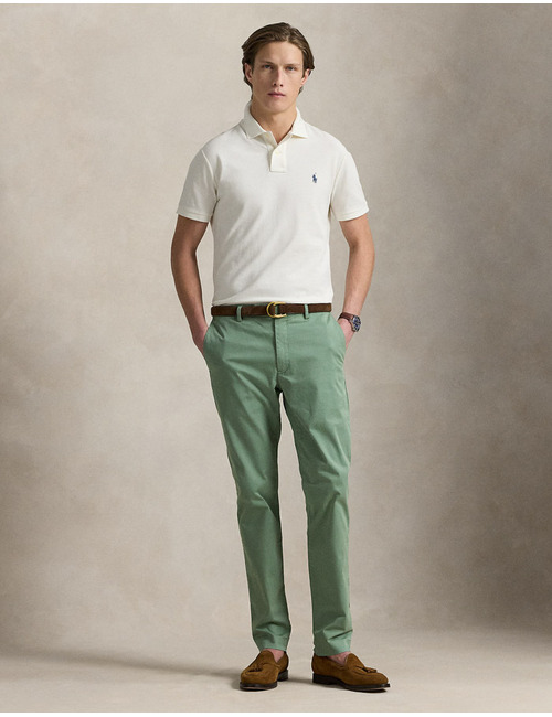 Slim Fit Mesh Polo Shirt – Pale Cream
