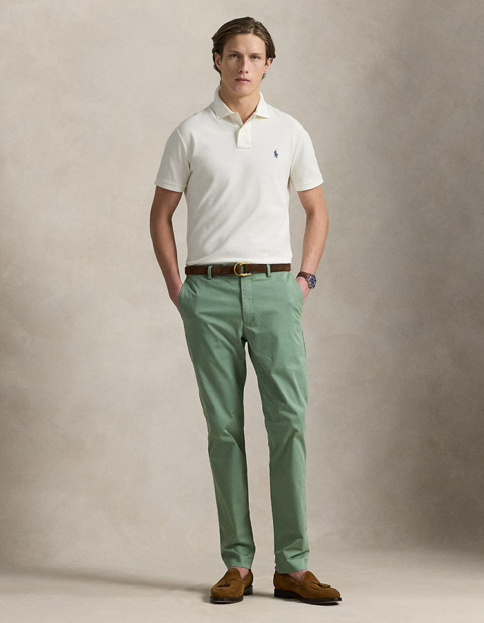 Slim Fit Mesh Polo Shirt – Pale Cream