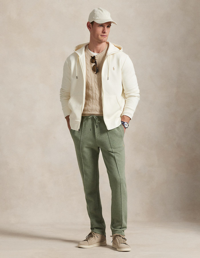 Double-Knit Full-Zip Hoodie – Pale Cream