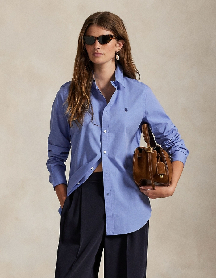 Ralph Lauren Dames lange mouw bloes blauw