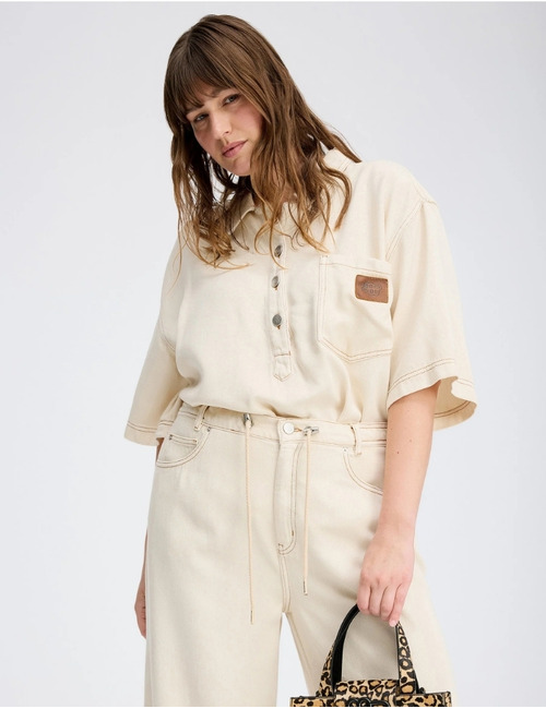 Munthe korte mouw bloes beige