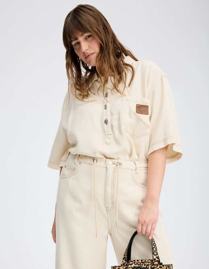 Munthe korte mouw bloes beige