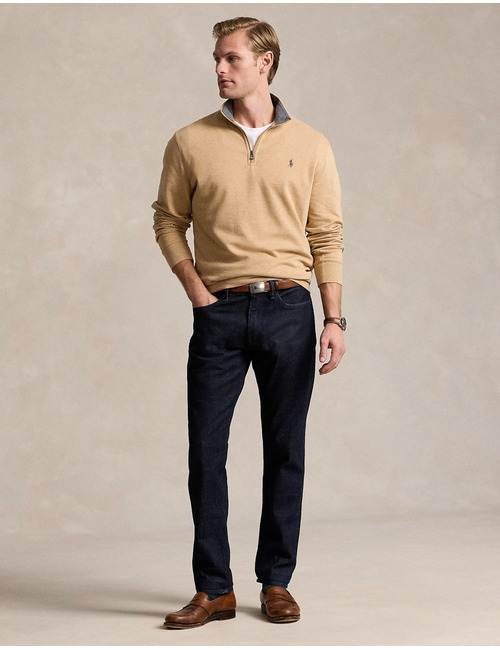 Luxury Jersey Quarter-Zip Pullover – Classic Camel Heather