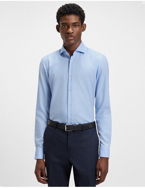 Slim-fit overhemd van katoenen twill met microdessin