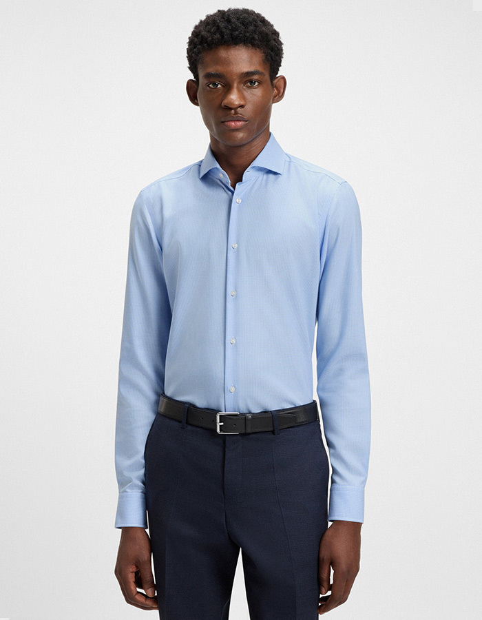 Slim-fit overhemd van katoenen twill met microdessin