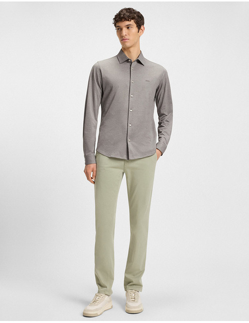  Slim-fit overhemd van gemêleerde katoenpiqué