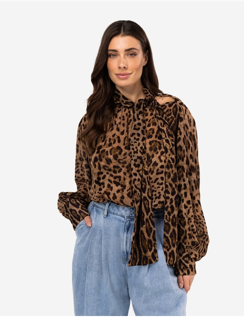 Ibana lange mouw bloes leopard