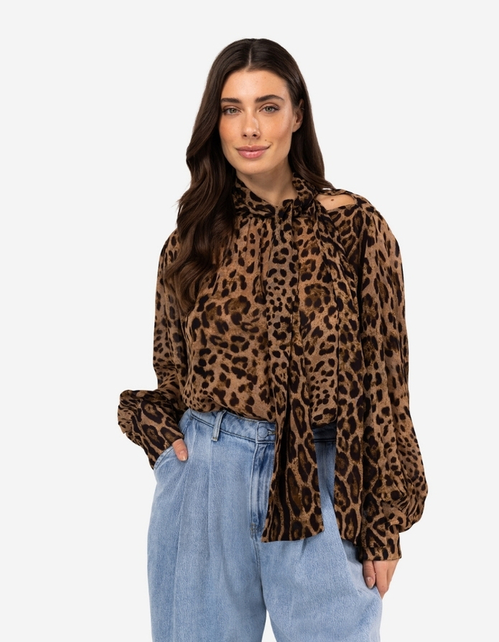Ibana lange mouw bloes leopard