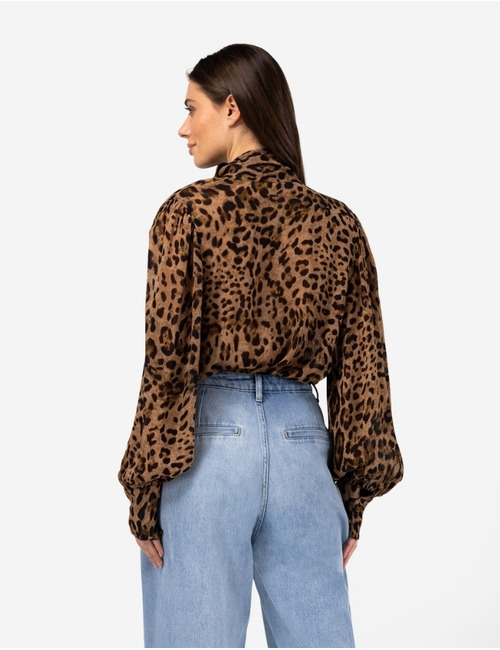 Ibana lange mouw bloes leopard