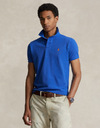 Polo shirt in katoenen mesh – Custom Slim Fit – New Iris Blue