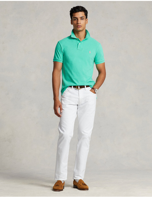 Polo shirt in katoenen mesh – Custom Slim Fit – Sunset Green
