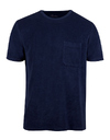 Donkerblauw T-shirt in katoenen badstof met borstzak