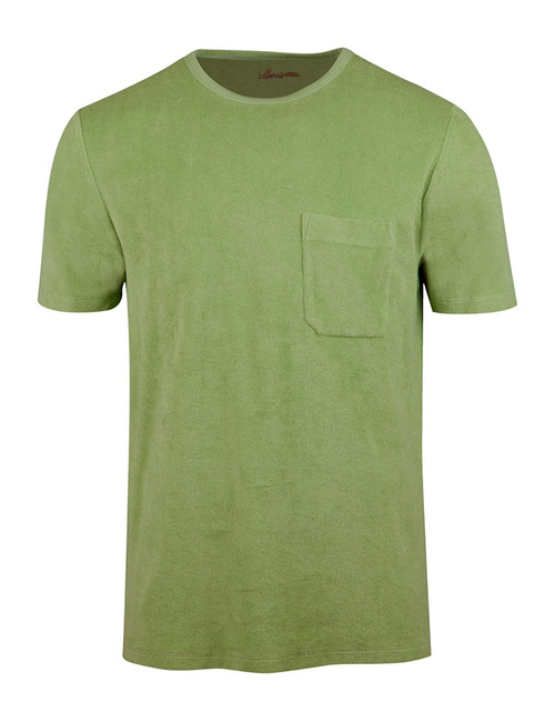 Lichtgroen T-shirt in katoenen badstof met borstzak