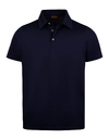 Donkerblauwe gemerceriseerde jersey polo met parelmoer knopen
