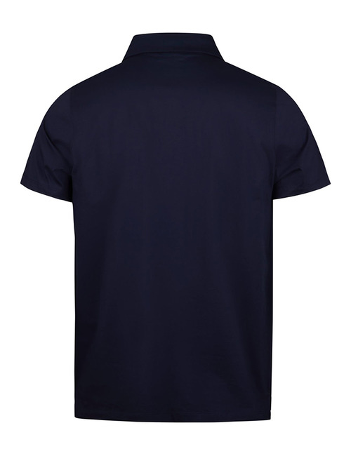 Donkerblauwe gemerceriseerde jersey polo met parelmoer knopen