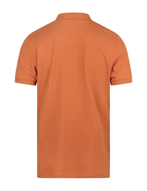 Oranje piqué polo met parelmoer knopen