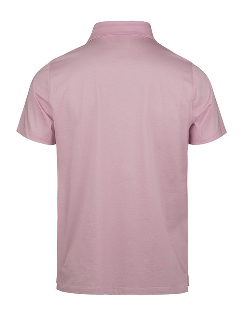 Lichtroze gemerceriseerde jersey polo met parelmoer knopen