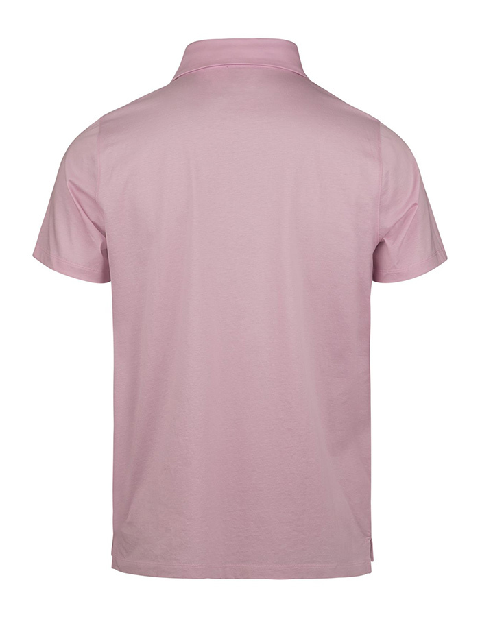 Lichtroze gemerceriseerde jersey polo met parelmoer knopen